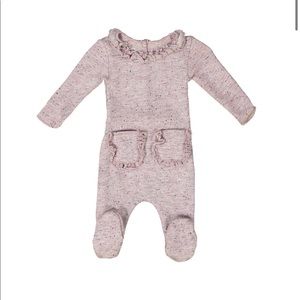 Maniere Ruffle Pocket French Terry Footie (Light Purple)